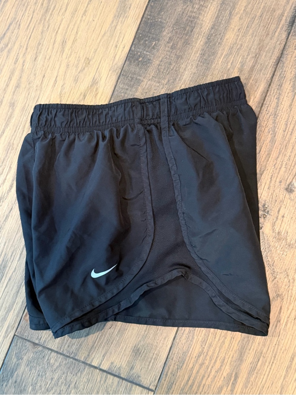 Nike Dri Fit Women's Black Athletic Running Shorts with White Swoosh XS